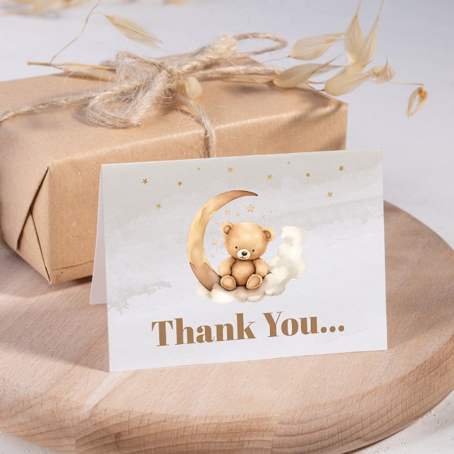 Gender Neutral Brown Teddy Bear Baby Shower Thank You Card (Creator Uploaded)