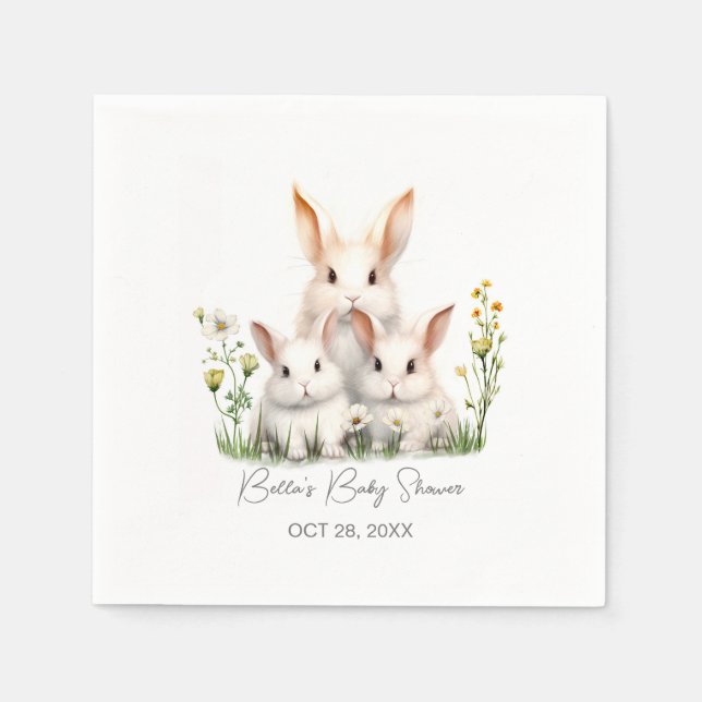 Gender Neutral Bunny Baby Shower Napkin (Front)