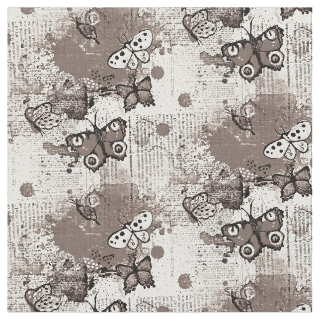 Gender Neutral Butterflies Pattern Unisex Vintage Fabric (Close Up)