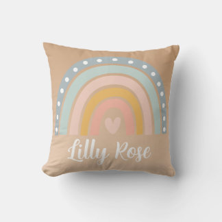 Gender neutral calm colours boho rainbow pillow
