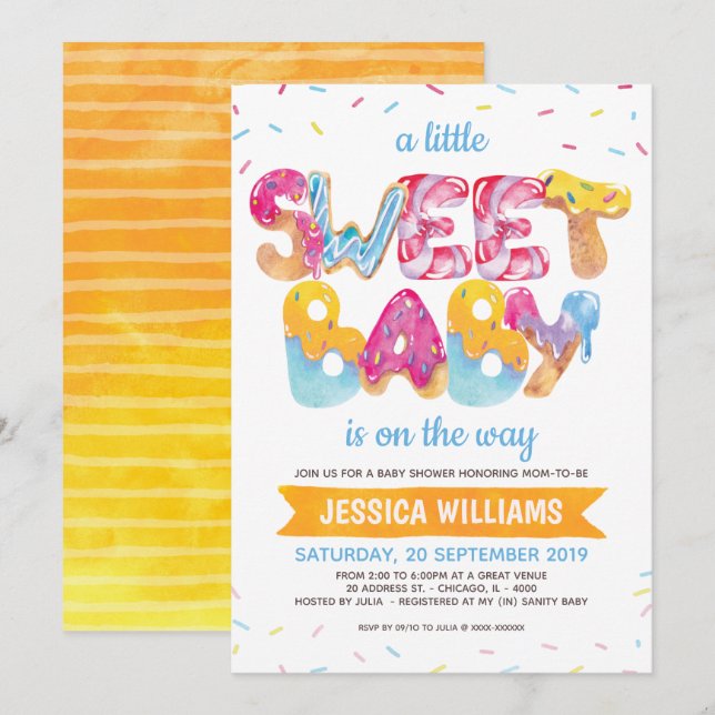 Gender Neutral Candyland Sprinkles Baby Shower Thank You Card (Front/Back)