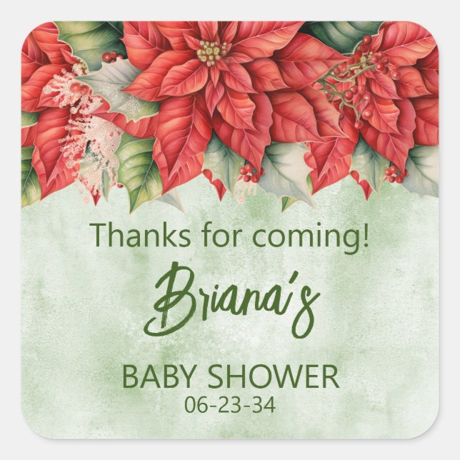 Gender Neutral Christmas Baby Shower Favours Square Sticker (Front)
