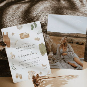 Gender-Neutral Clothes Photo Baby Shower Invitation