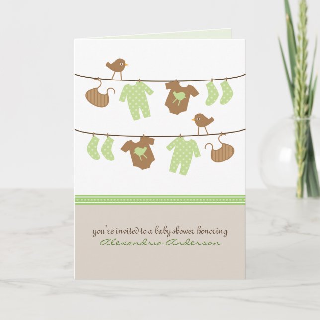 Gender Neutral Clothesline Baby Shower Invitation  (Front)