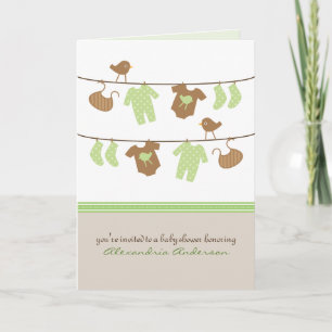 Gender Neutral Clothesline Baby Shower Invitation 