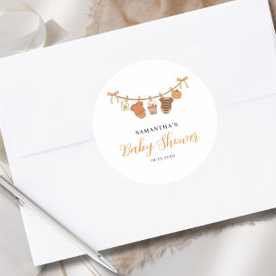 Gender Neutral Clothesline Halloween Baby Shower  Classic Round Sticker