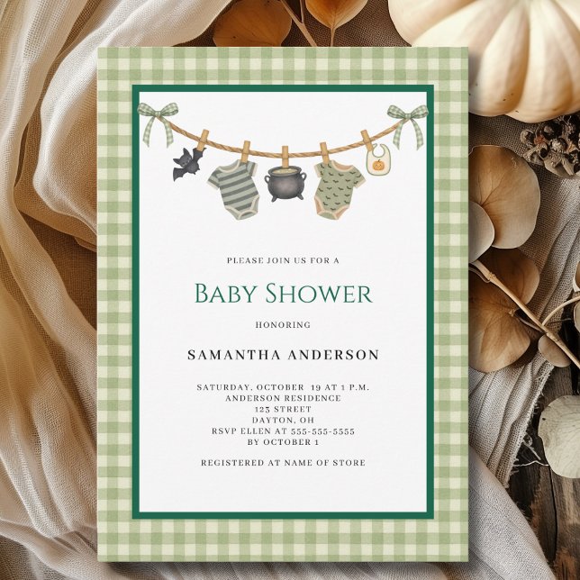 Gender Neutral Clothesline Halloween Baby Shower  Invitation (Creator Uploaded)
