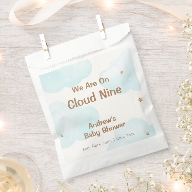 Gender Neutral Cloud Nine Stars Baby Shower Favour Bag (Clipped)