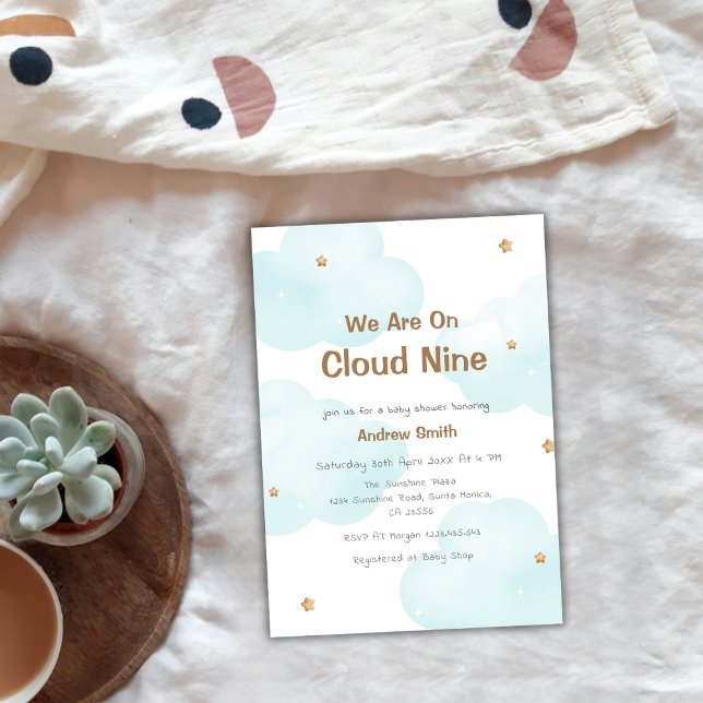 Gender Neutral Cloud Nine Stars Baby Shower Invitation (Gender Neutral Cloud Nine Stars Baby Shower Invitation)