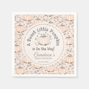 Gender Neutral Cream Little Pumpkin Baby Shower Napkin