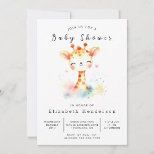 Gender Neutral Custom Giraffe Baby Shower Invitation