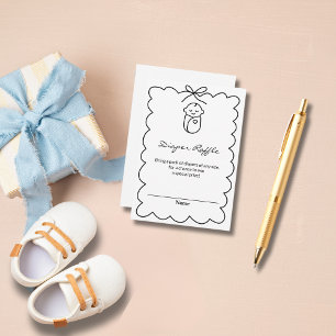 Gender Neutral Cute Baby & Bow Modern Baby Shower Enclosure Card