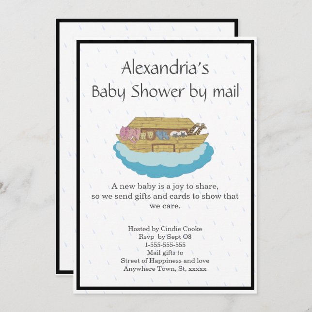 Gender Neutral Cute Baby Shower by mail Invitation (Front/Back)