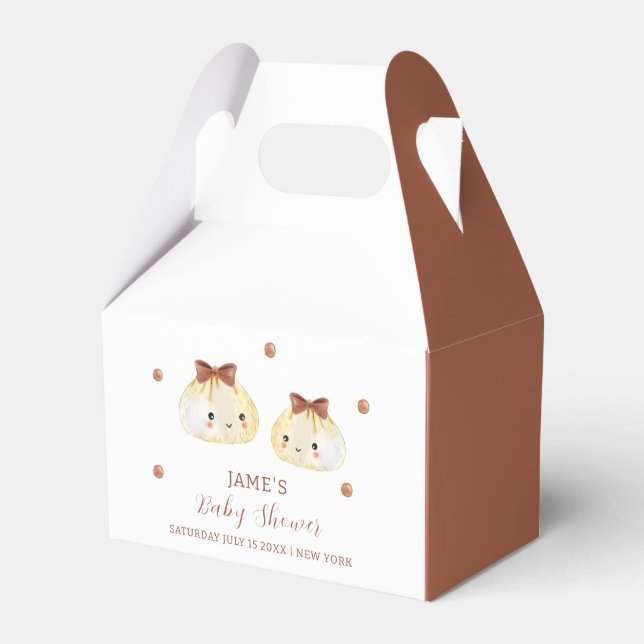 Gender Neutral Cute Dumpling Baby Shower  Favour Box (Front Side)