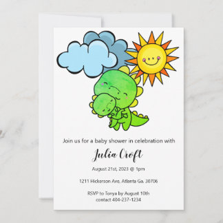 Gender Neutral Dinosaur Baby Shower Cute Invitatio Invitation