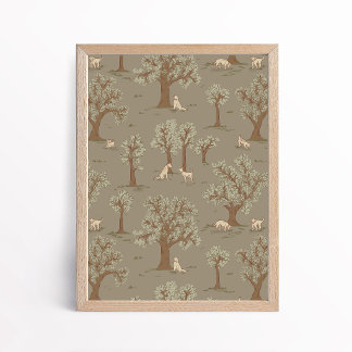 Gender Neutral Dog Woodland Nursery Art Print