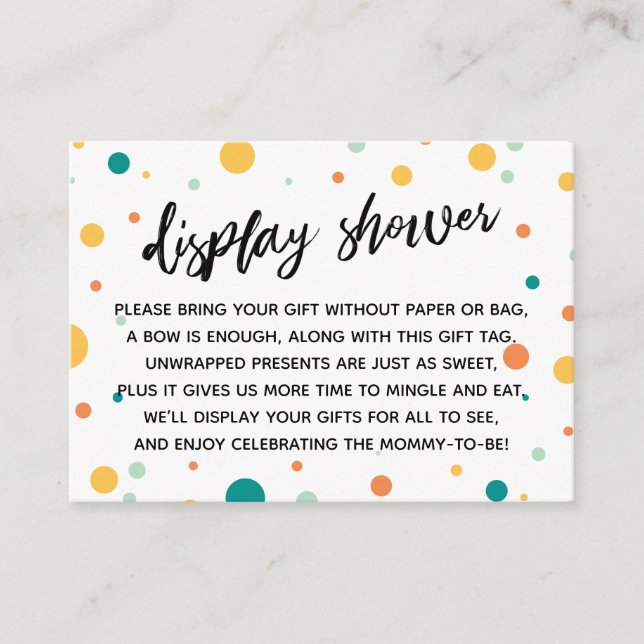 Gender Neutral Dots Display Baby Shower Gift Card (Front)
