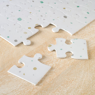 Gender neutral dots - teal gold and grey jigsaw puzzle