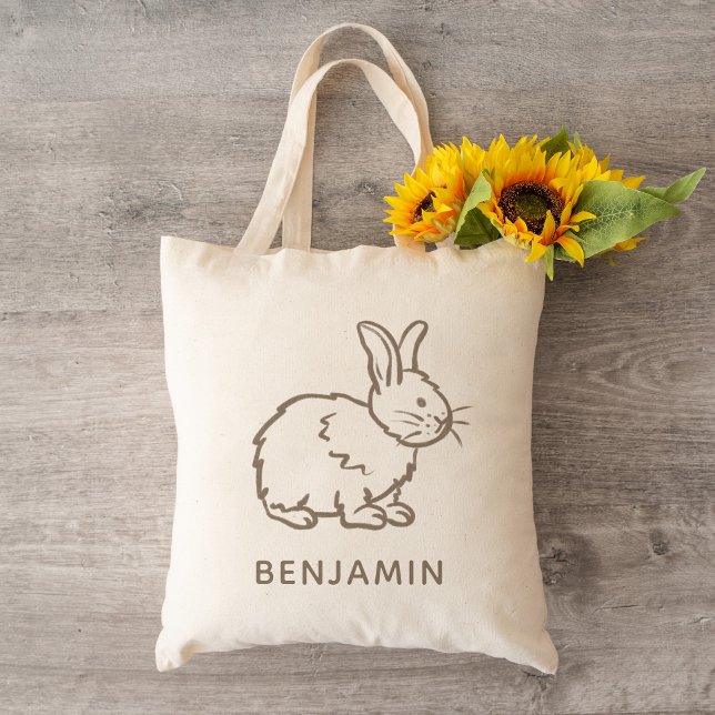 Gender Neutral Easter Bunny Rabbit Kids Treat Name Tote Bag (Creator Uploaded)