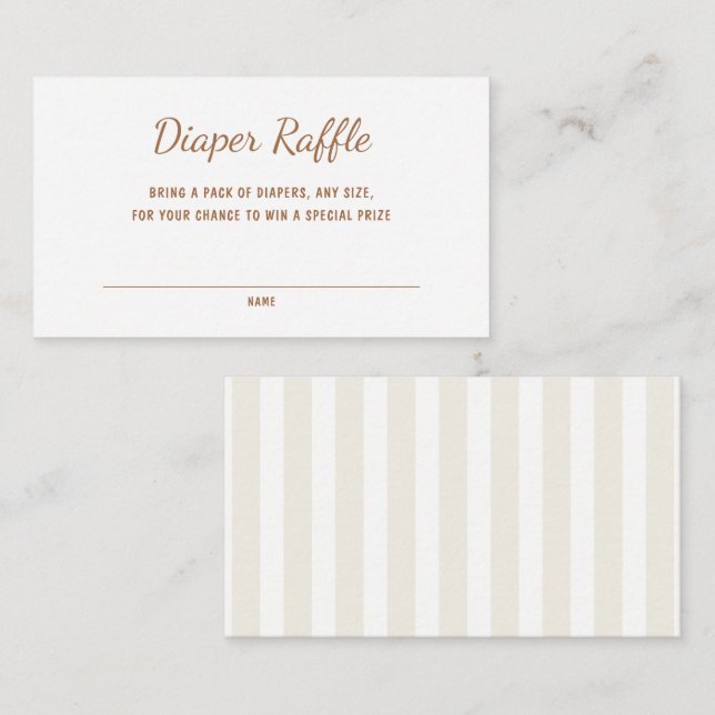 Gender Neutral Ecru Stripes Diaper Raffle Enclosure Card (Front/Back)