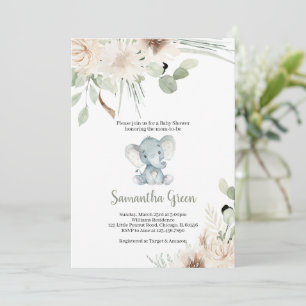 Gender Neutral Elephant Baby Shower Invitation