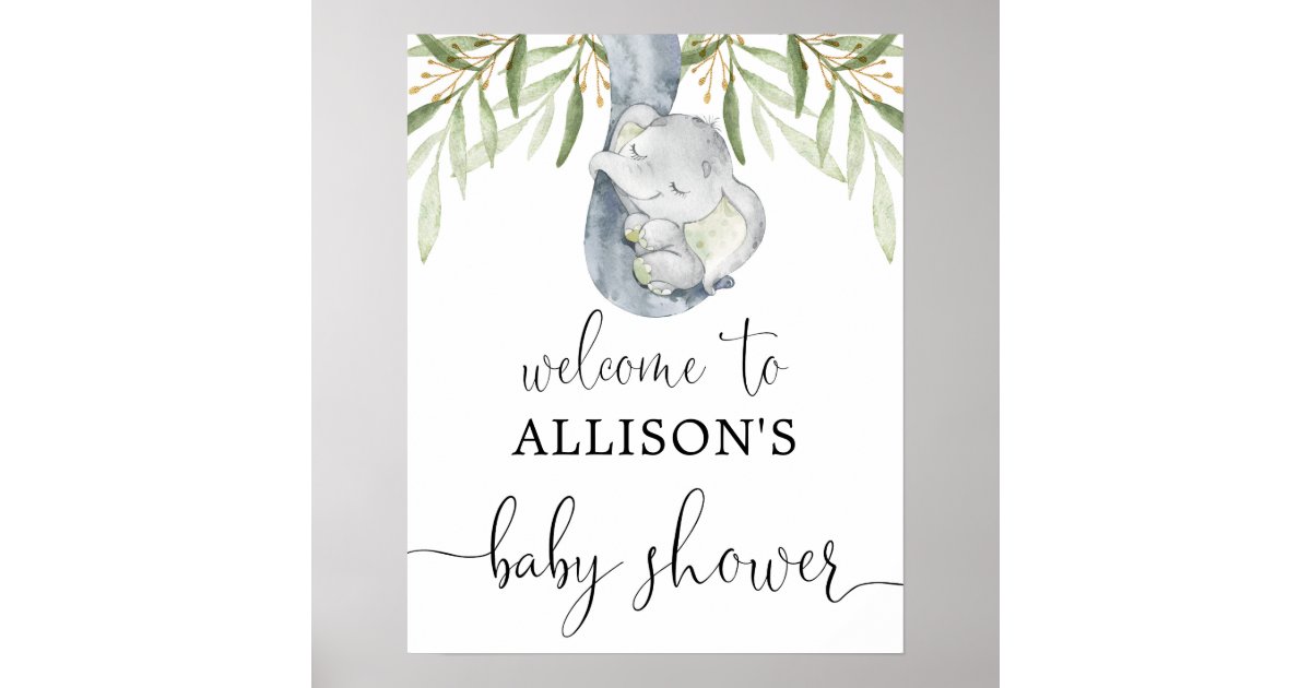 Gender neutral elephant baby shower sign Zazzle