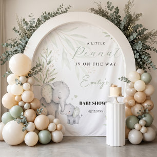 Gender Neutral Elephant Green Baby Shower Backdrop Tapestry