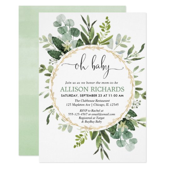 eucalyptus baby shower invitation