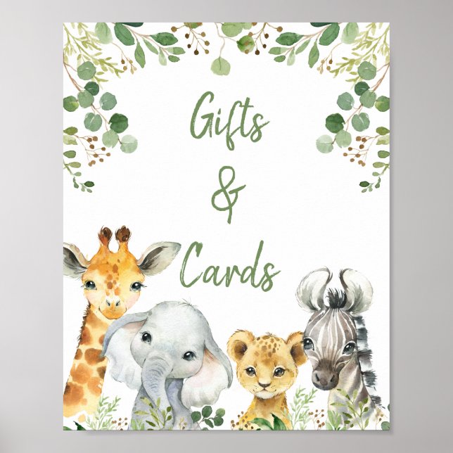 Gender Neutral Eucalyptus Safari Baby Shower Sign (Front)