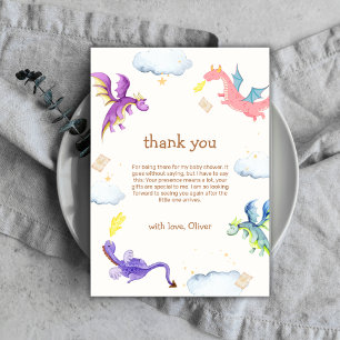 Gender Neutral Fairytale Magic Dragon Baby Shower Thank You Card