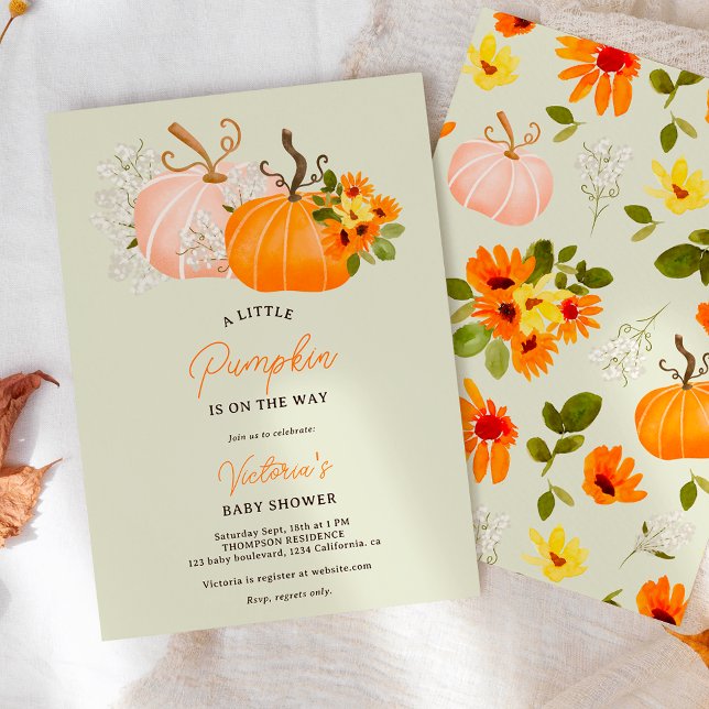 Gender neutral fall little pumpkin baby shower invitation (Gender neutral fall little pumpkin baby shower invitation)