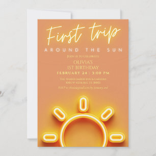Gender neutral First trip around the sun birthday  Invitation