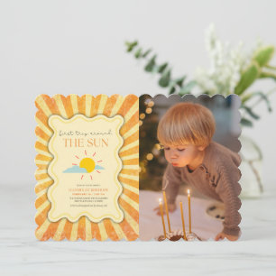 Gender neutral First trip around the sun birthday  Invitation