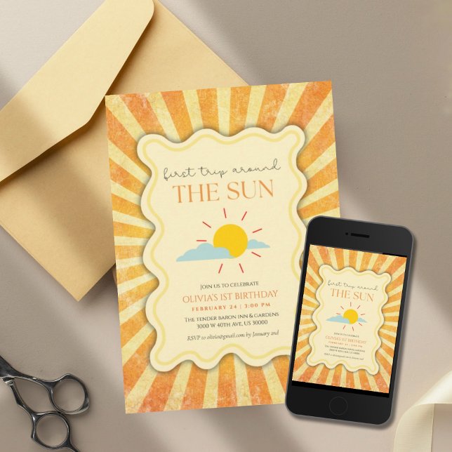 Gender neutral First trip around the sun birthday  Invitation (Creator Uploaded)