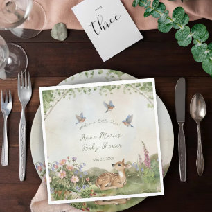 Gender Neutral Forest Arch and Fawn Baby Shower Napkin