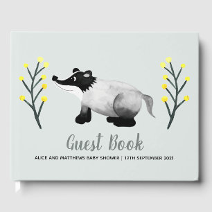 Gender Neutral Forest Badger Baby Shower Guest Book