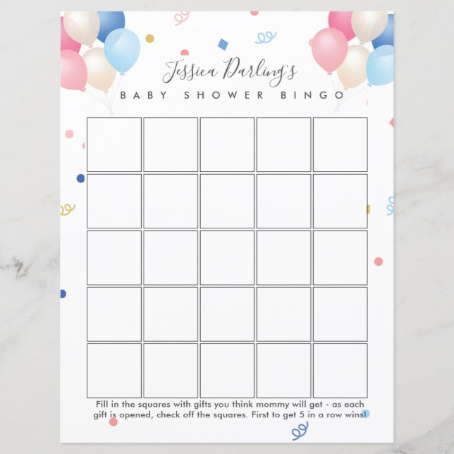 Gender neutral | gender reveal Baby Shower bingo (Front)