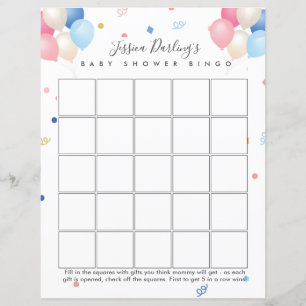 Gender neutral gender reveal Baby Shower bingo