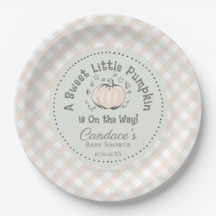 Gender Neutral Green Little Pumpkin Baby Shower Paper Plate