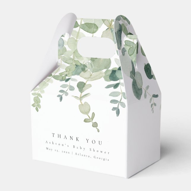 Gender Neutral Greenery Baby Shower Favour Box (Front Side)
