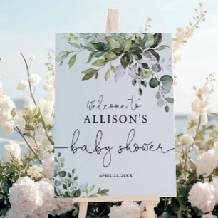 Gender Neutral greenery baby shower welcome sign
