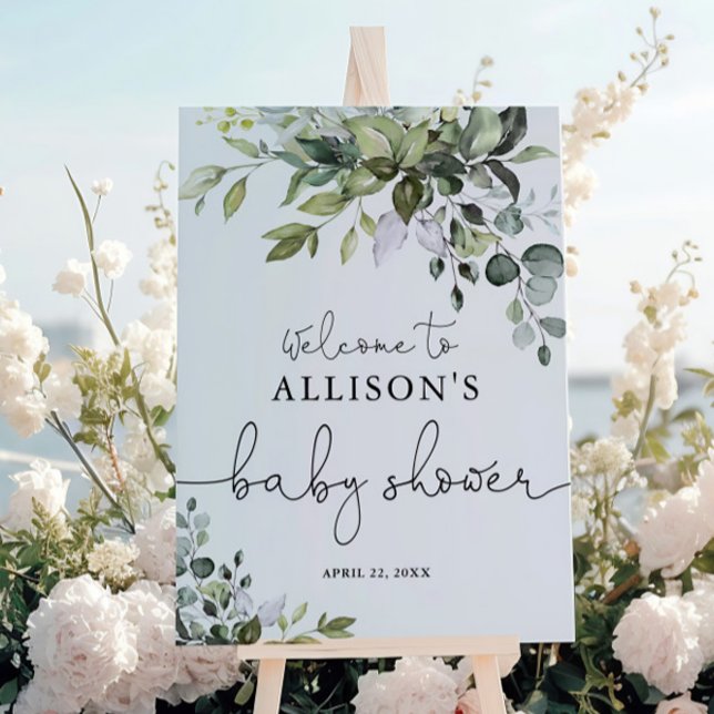Gender Neutral greenery baby shower welcome sign (Creator Uploaded)