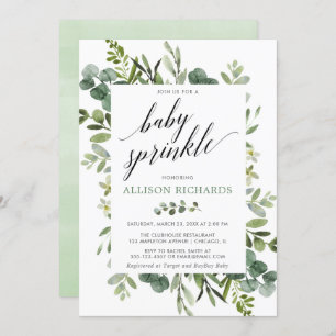 Gender neutral greenery baby sprinkle invitation