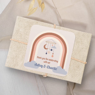 Gender Neutral Groovy Rainbow Couples Baby Shower Square Sticker