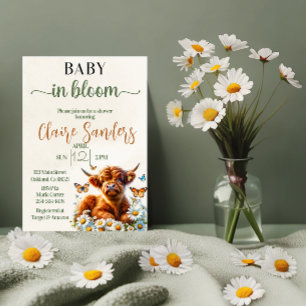 Gender Neutral Highland cow daisy baby shower Invitation