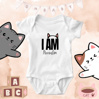 Gender Neutral Islamic Quote Slogan Cat Lover Baby Bodysuit
