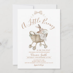 Gender Neutral Ivory Beige Bunny Baby Shower Invitation