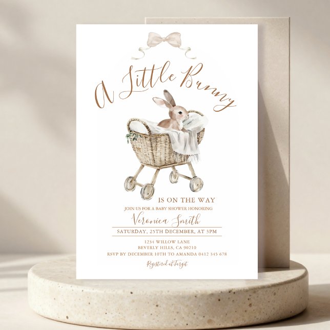 Gender Neutral Ivory Beige Bunny Baby Shower Invitation (Creator Uploaded)