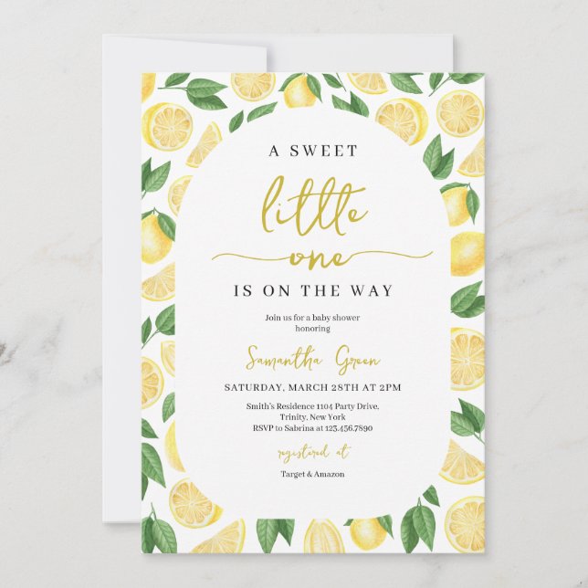 Gender Neutral Lemon Baby Shower Invitation (Front)