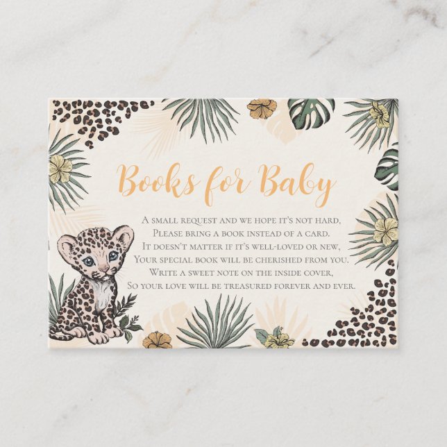 Gender Neutral Leopard Cub Safari Baby Shower Enclosure Card (Front)